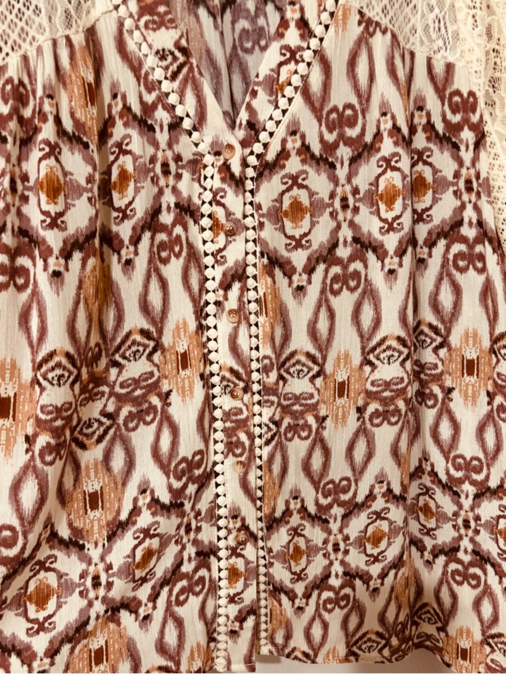 Gimmicks BKE Cream Brown Crochet Lace Boho Lightweight Western Rodeo Festival - Picture 8 of 16